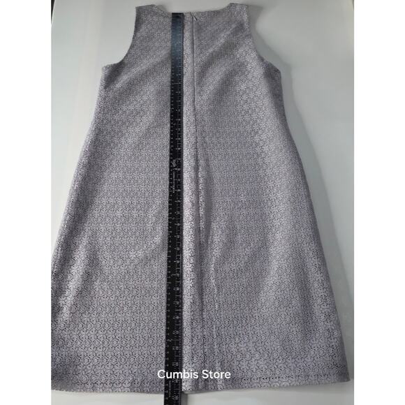 Anne Klein Dress Womens 6 Gray Lace Overlay Shift A-Line Sleeveless Back Zip - Picture 11 of 11